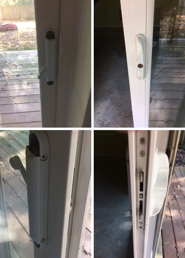 User submitted photos of patio door hardware.