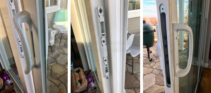User submitted photos of patio door hardware.