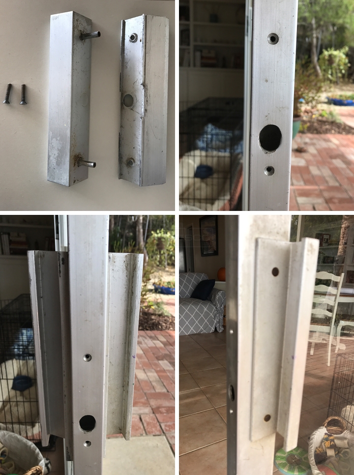 User submitted photos of patio door hardware.