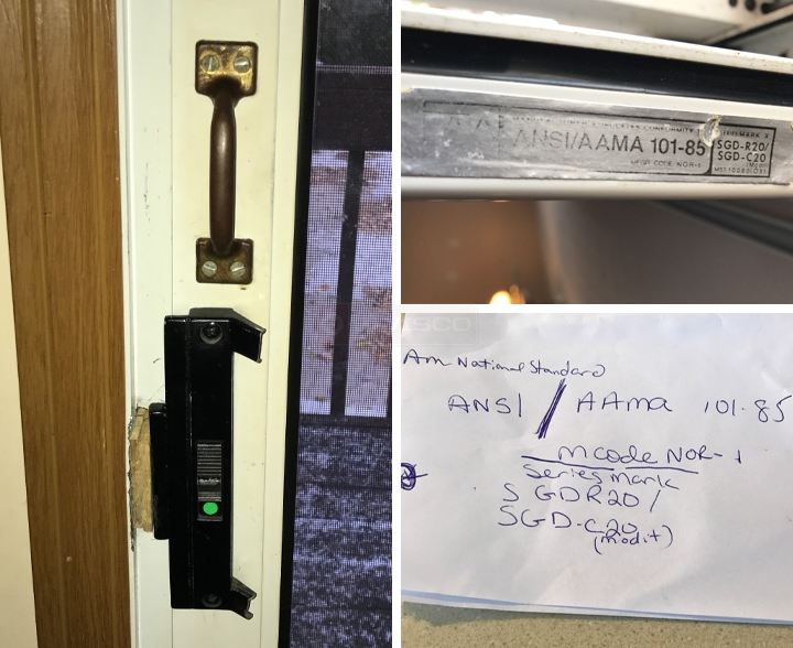 User submitted photos of patio door hardware.