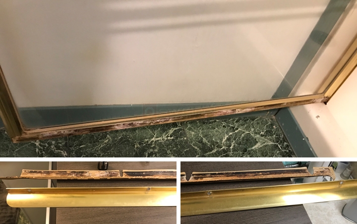 User submitted photos of a shower door sweep.