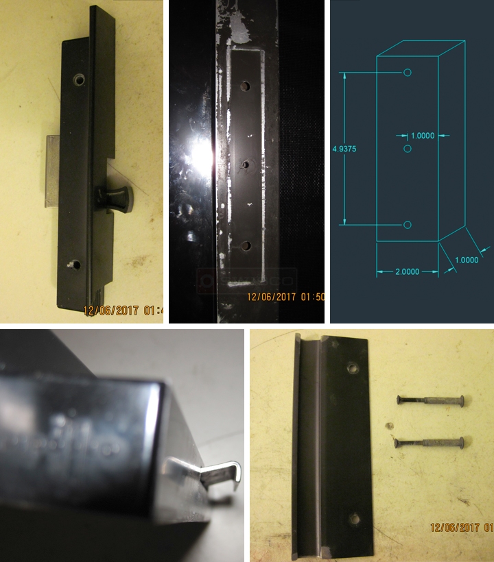 User submitted photos of patio door hardware.