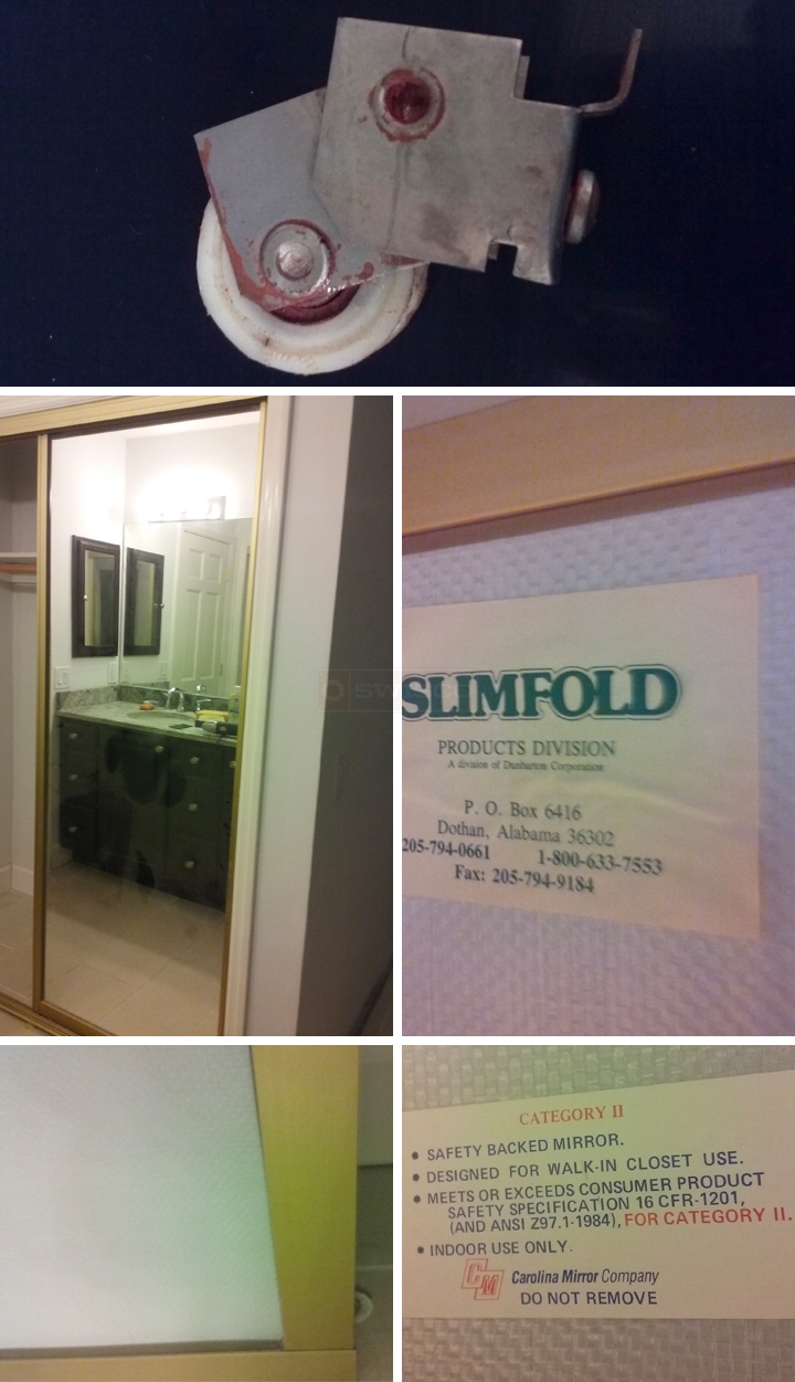 User submitted photos of mirror closet hardware.