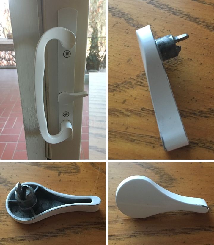 User submitted photos of patio door hardware.