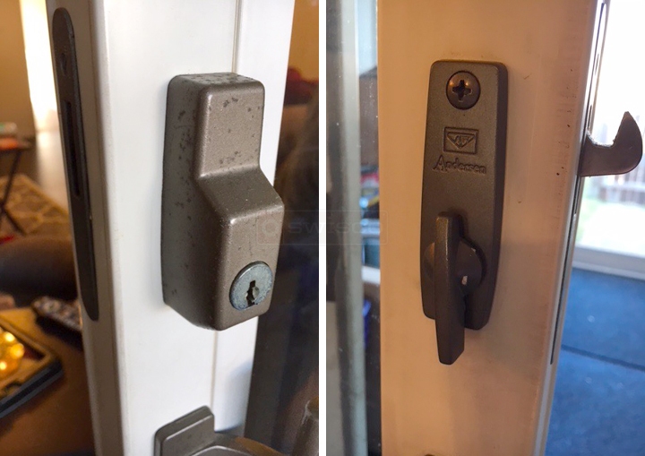 User submitted photos of patio door hardware.