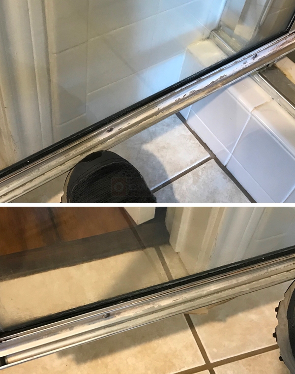 User submitted photos of a shower door sweep.