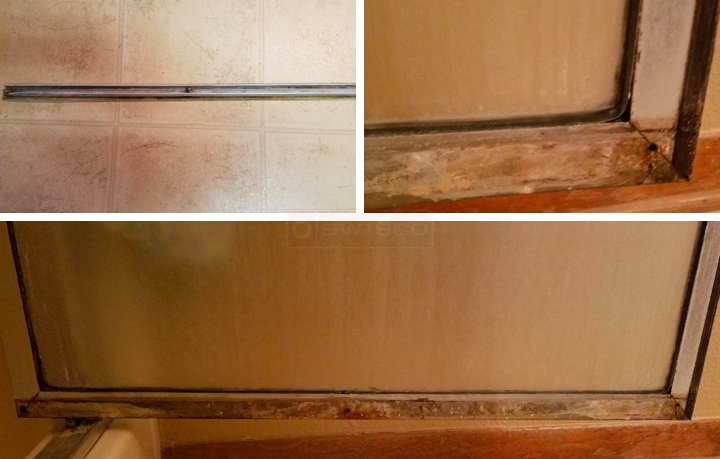 User submitted photos of shower door hardware.