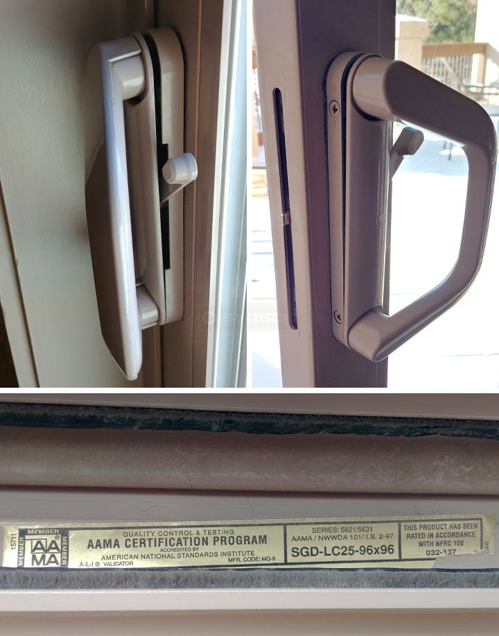User submitted photos of patio door hardware.