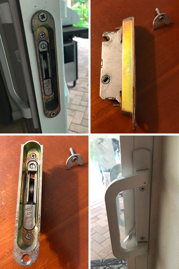 User submitted photos of patio door hardware.