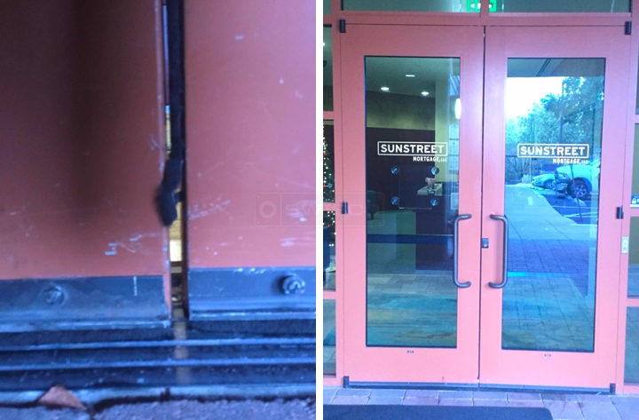 User submitted photos of commercial door hardware.