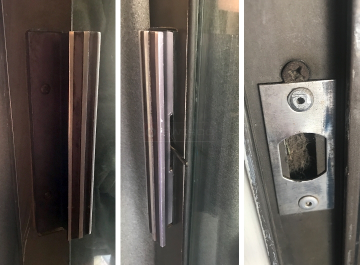 User submitted photos of patio door hardware.