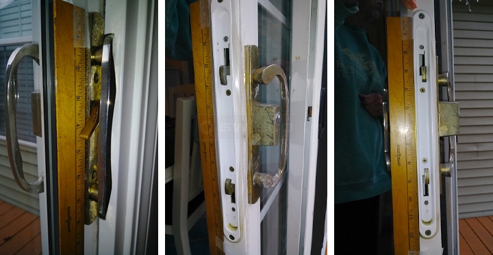 User submitted photos of patio door hardware.