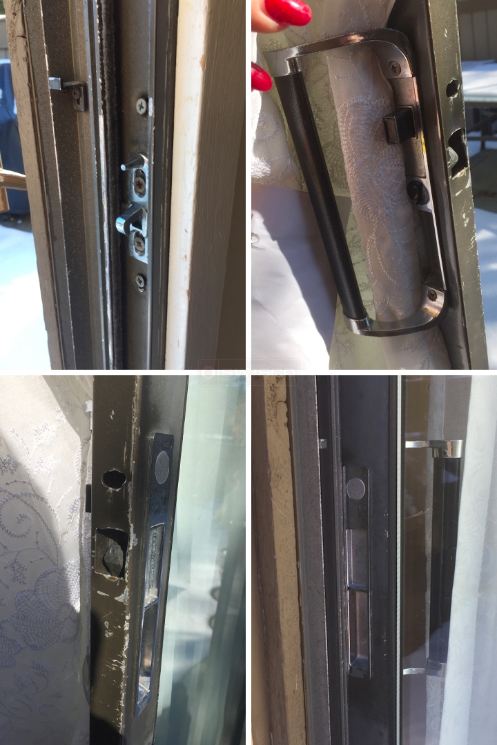 User submitted photos of patio door hardware.