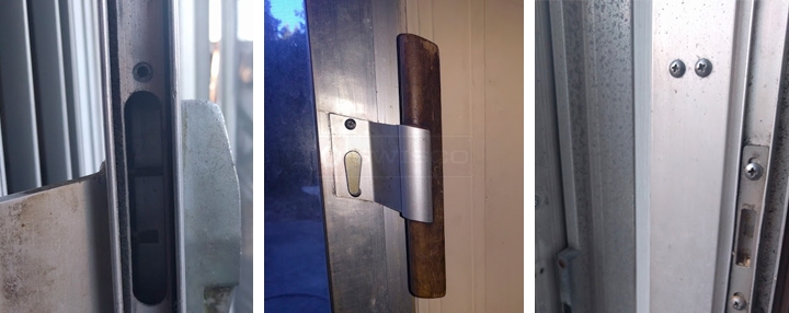 User submitted photos of patio door hardware.