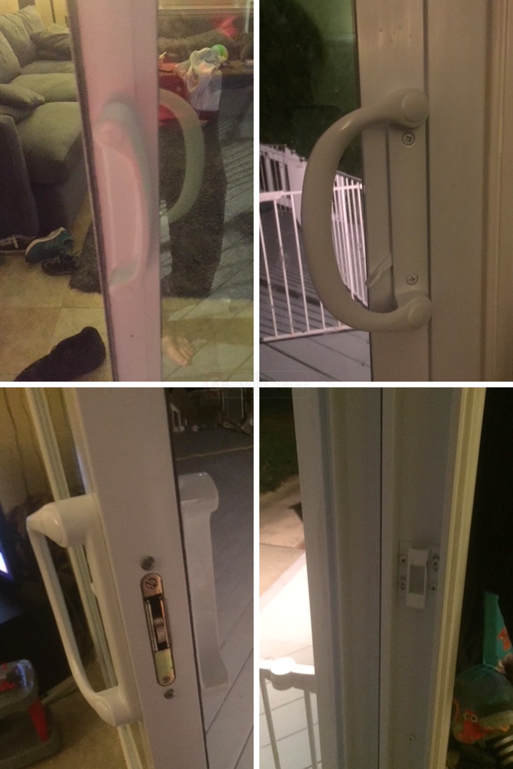 User submitted photos of patio door hardware.