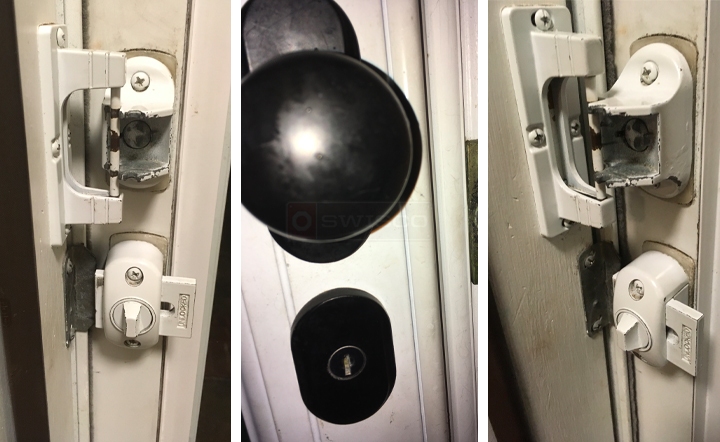 User submitted photos of storm door hardware.