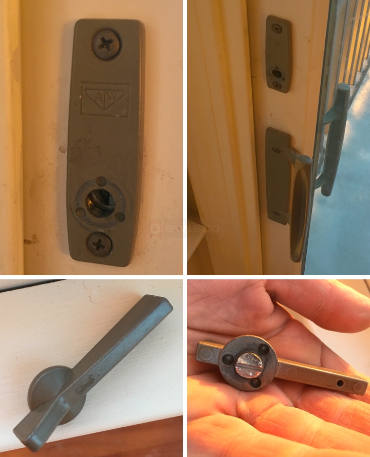 User submitted photos of patio door hardware.