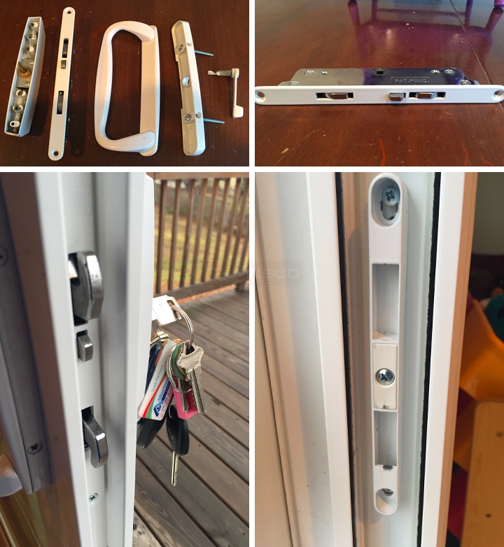 User submitted photos of patio door hardware.