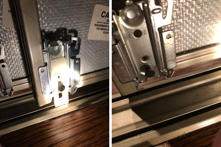 User submitted photos of mirror closet hardware.