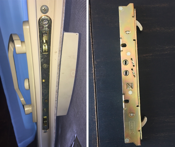 User submitted photos of patio door hardware.