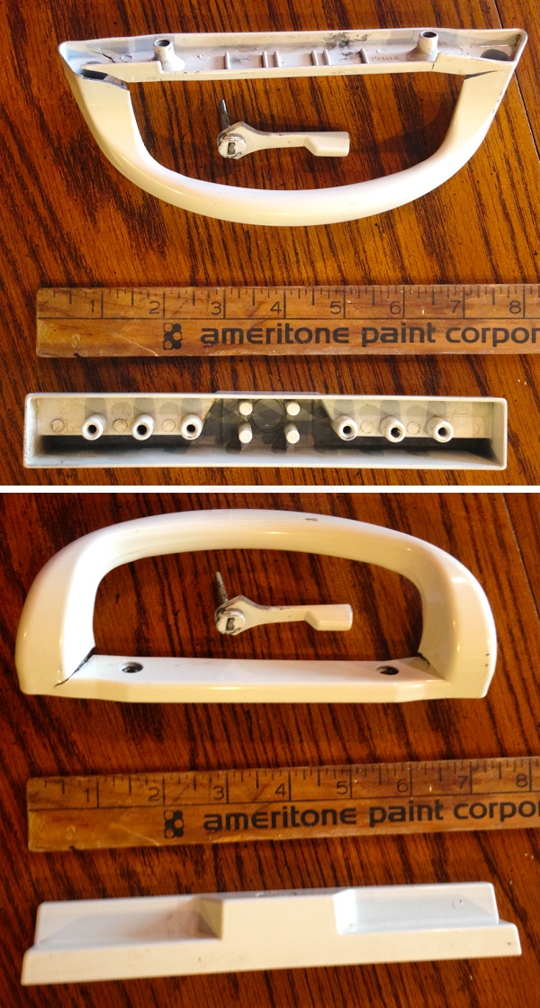 User submitted photos of patio door hardware.