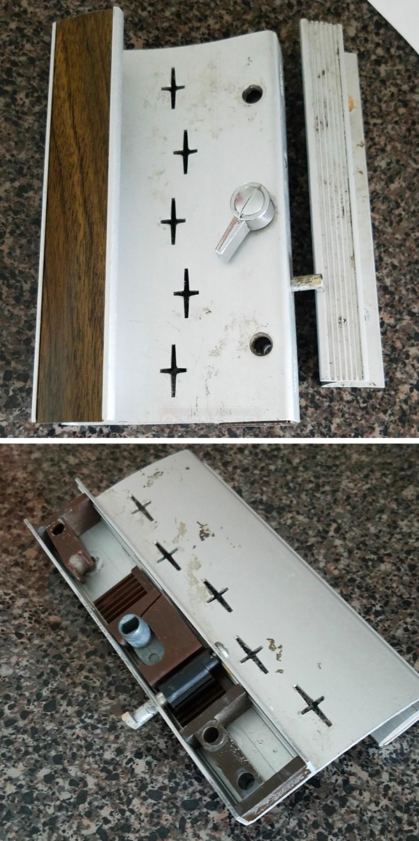 User submitted photos of patio door hardware.