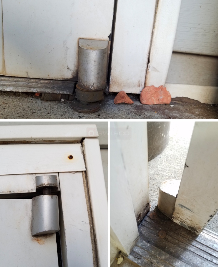 User submitted photos of commercial door hardware.