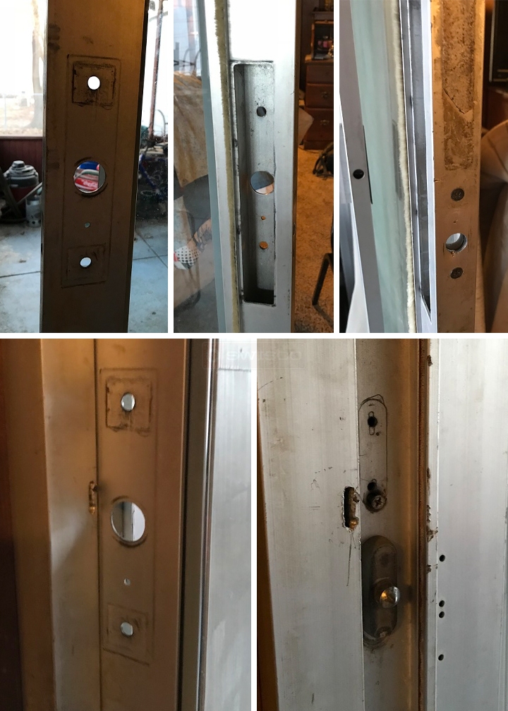 User submitted photos of patio door hardware.