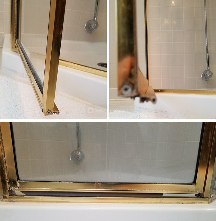 User submitted photos of shower door hardware.