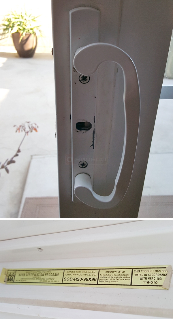User submitted photos of patio door hardware.