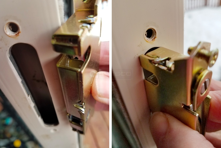 User submitted photos of patio door hardware.