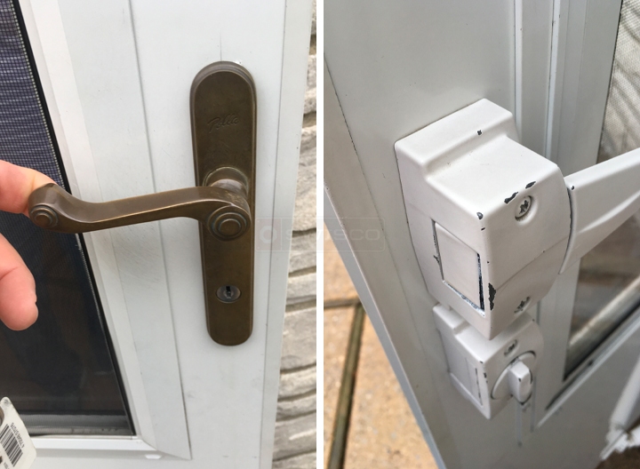 User submitted photos of storm door hardware.