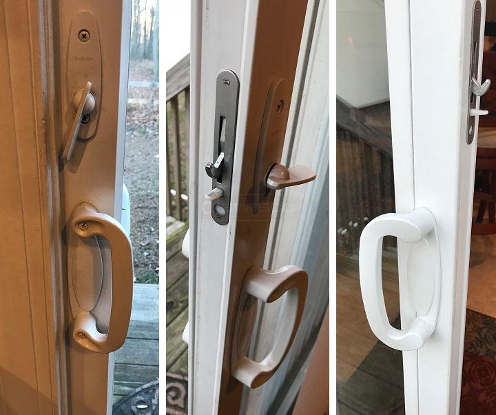 User submitted photos of patio door hardware.