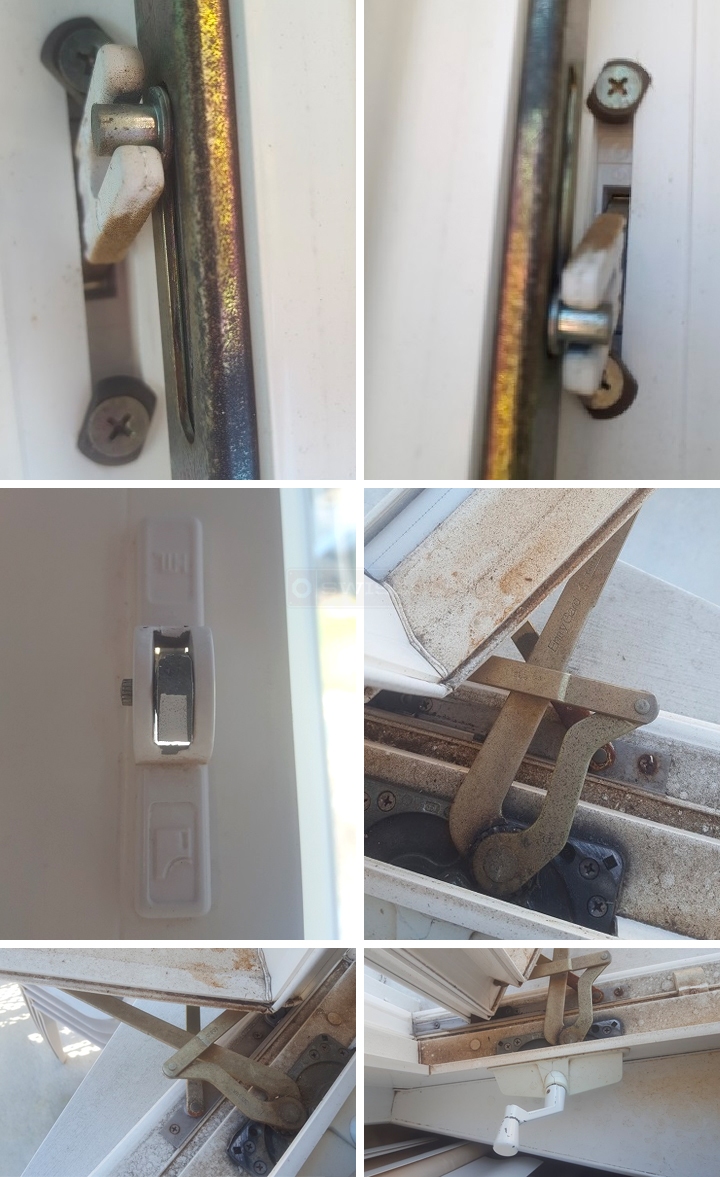 User submitted photos of window hardware.
