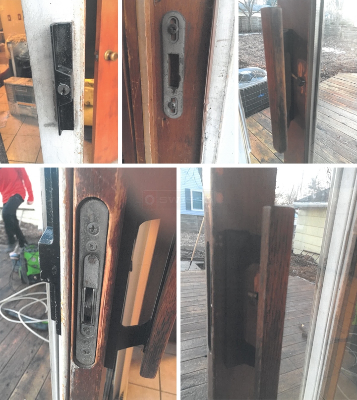 User submitted photos of patio door hardware.