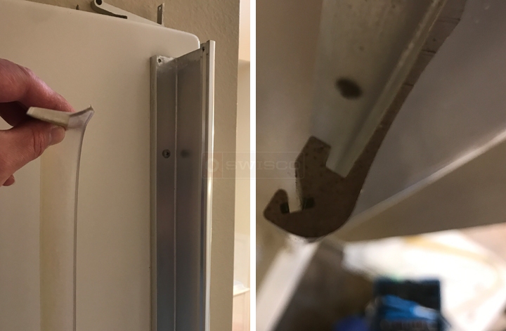 User submitted photos of shower door hardware.