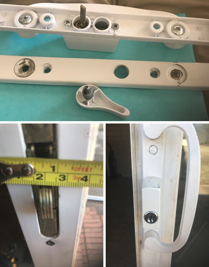 User submitted photos of patio door hardware.