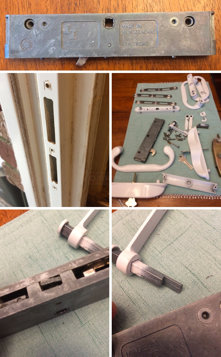 User submitted photos of patio door hardware.