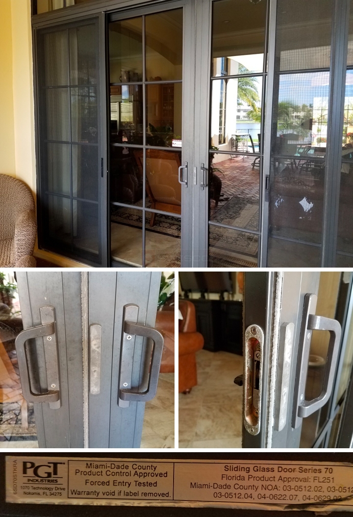 User submitted photos of patio door hardware.