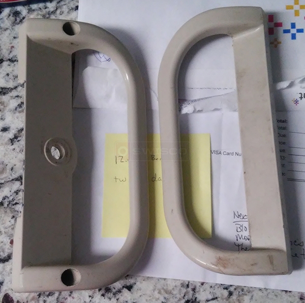 User submitted photos of patio door hardware.