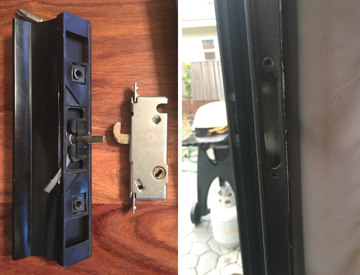 User submitted photos of patio door hardware.