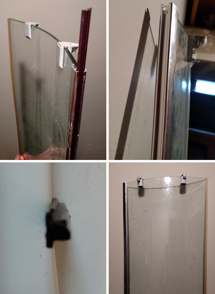 User submitted photos of shower door hardware.