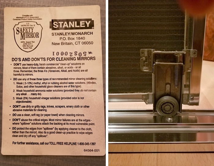 User submitted photos of closet hardware.