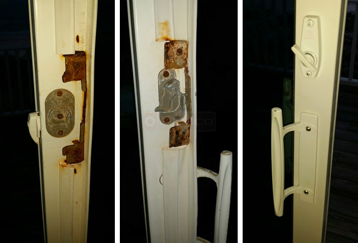 User submitted photos of patio door hardware.