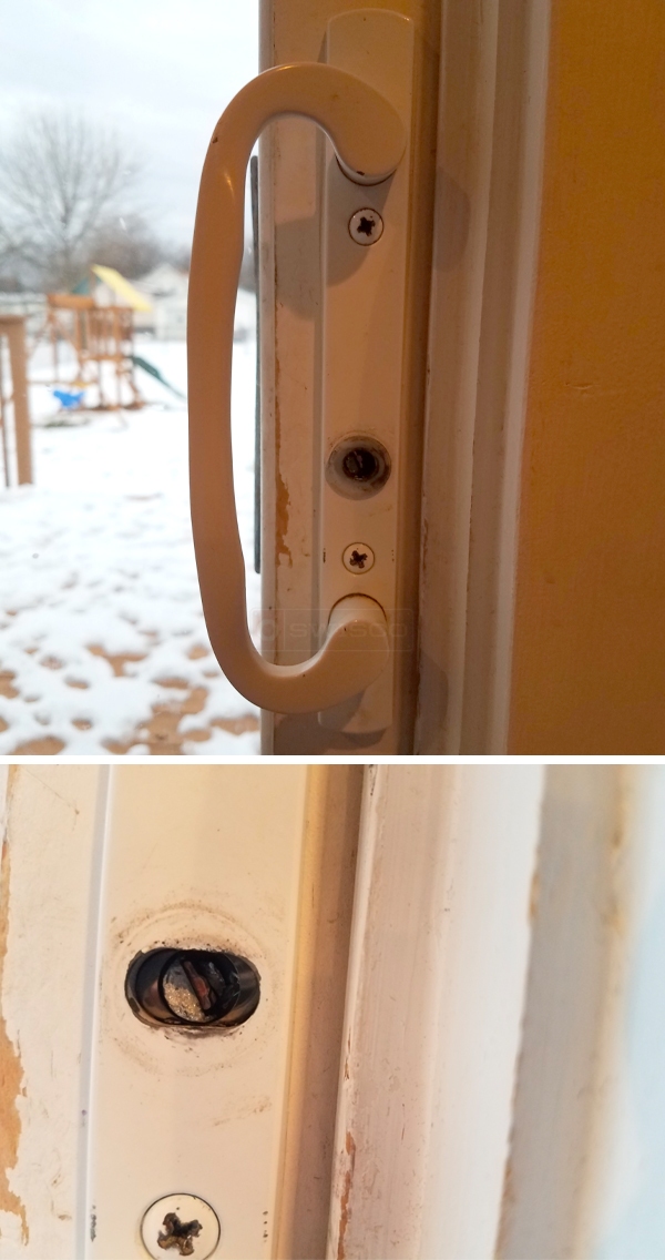 User submitted photos of patio door hardware.