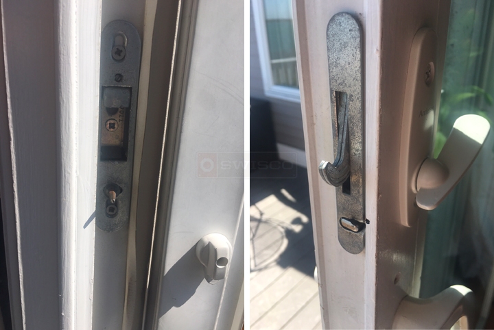 User submitted photos of patio door hardware.