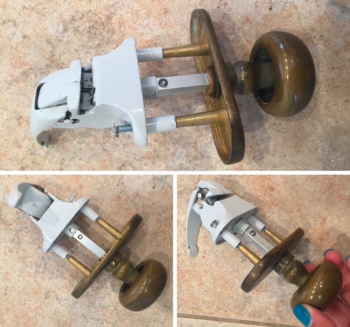 User submitted photos of a storm door handle set.