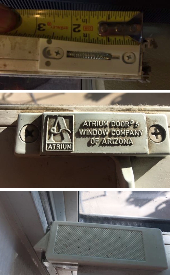 User submitted photos of window hardware.