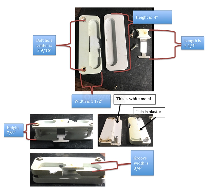 User submitted photos of patio door hardware.