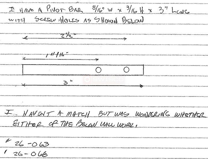 User submitted a diagram of a pivot bar.